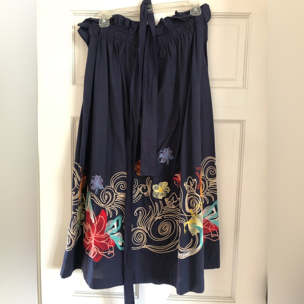 Cotton knee length embroidered skirt